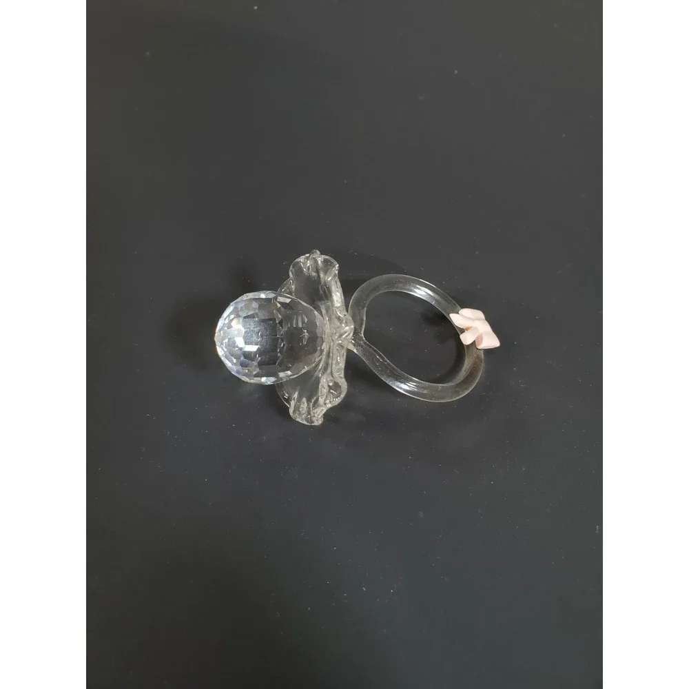 Baby Binky / Pacifier Crystal Glass shower gift pink bow